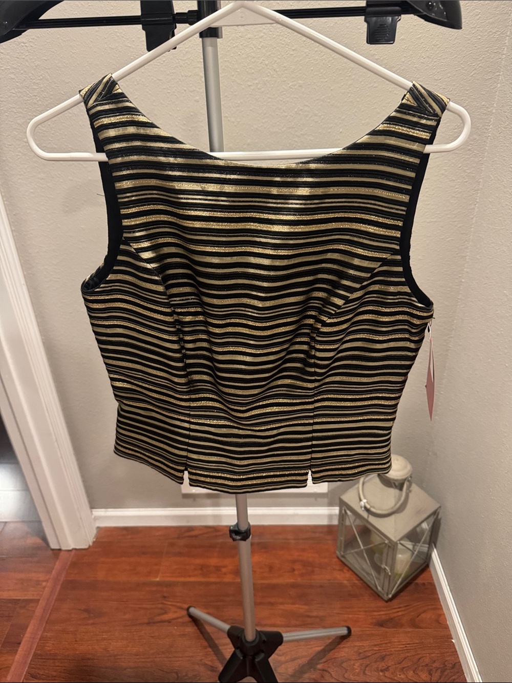 JS Collections Black and Gold Striped Sleeveless Tank